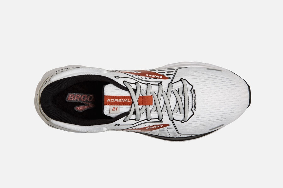 Brooks Adrenaline GTS 21 Road Running Shoes - Mens - White/Black/Orange - LG6590347